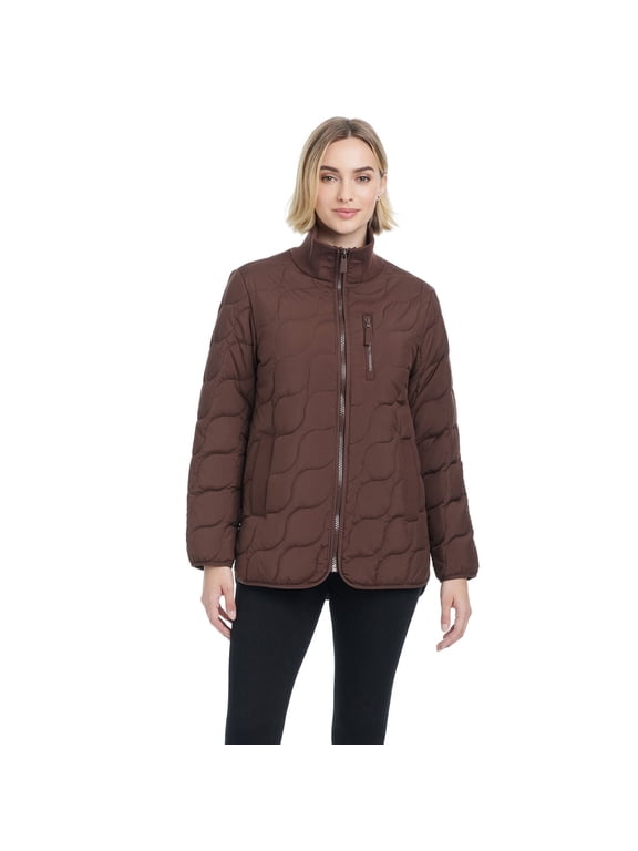 Women's Modern Supply by Sanctuary Rib Knit Puffer Jacket Color: Coffee Bean Size: X LARGE