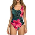 thumbnail image 1 of Women’s Modest One Piece Swimsuit Tummy Control Ruched Tank Bathing Suit Square Neck Full Coverage Slimming Swimwear, 1 of 6