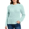 thumbnail image 1 of Women's Mohair Blend Sweater Candy Color Crewneck Soft Knit Pullover (Mint Green, S), 1 of 5