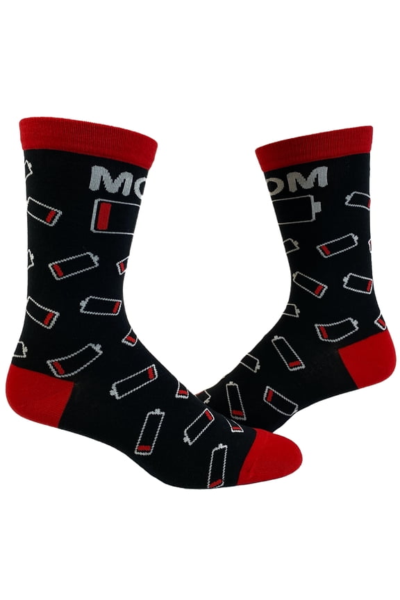 Women's Mom Battery Empty Socks Funny Technology Mobile Phone Parenting Graphic Novelty Footwear