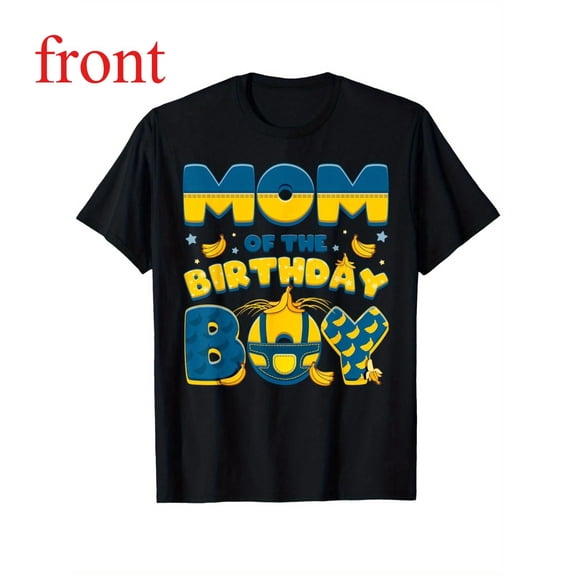 Women's Mom Birthday Boy Graphic Cotton T Shirt Casual Breathable Short Sleeve Round Neck Top Black S-5XL