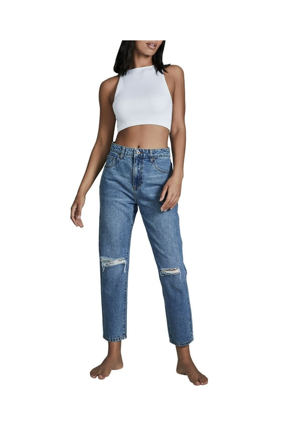 Women's Mom Denim Jeans Bay Blue Rip 14