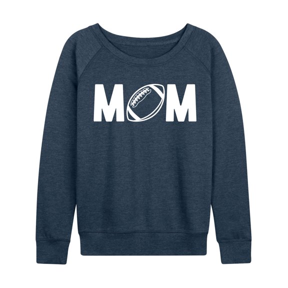 Instant Message - Mom Football Lightweight French Terry Wide Neck Long Sleeve Graphic Shirt