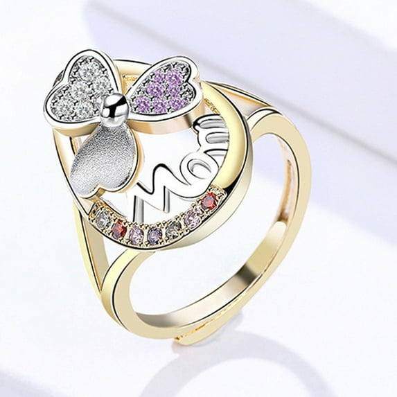 Women's Mom Letter Lovely Mother Micro Diamond Ring