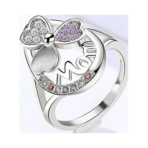 Women's Mom Letter Lovely Mother Micro Diamond Ring