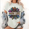 thumbnail image 1 of Women’s 'Mom Life Sunflower' Cotton Tee – Short Sleeve Print | Gift for Mom Graphic Tops, 1 of 6