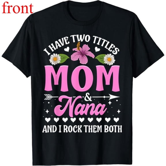 Women's Mom Nana Graphic Breathable T Shirt Comfortable Short Sleeve Round Neck Top Black S-5XL