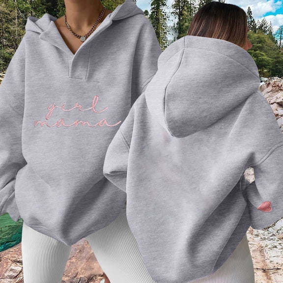 Women's Mom Oversized Hoodie Sweatshirt Mom Print Mom Letter Print Long Sleeve Pullover Top Ladies Hoodies Pullover Sweatshirt Knit Short Hot Hoodie Clothes Shopping Dz Sweatshirt Knit T Shirt Adult
