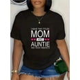 thumbnail image 1 of Women's Mom and Auntie Graphic T-Shirt Funny Mother's Day Gift Short Sleeve Crewneck Casual Tee Retro Family Apparel, 1 of 6