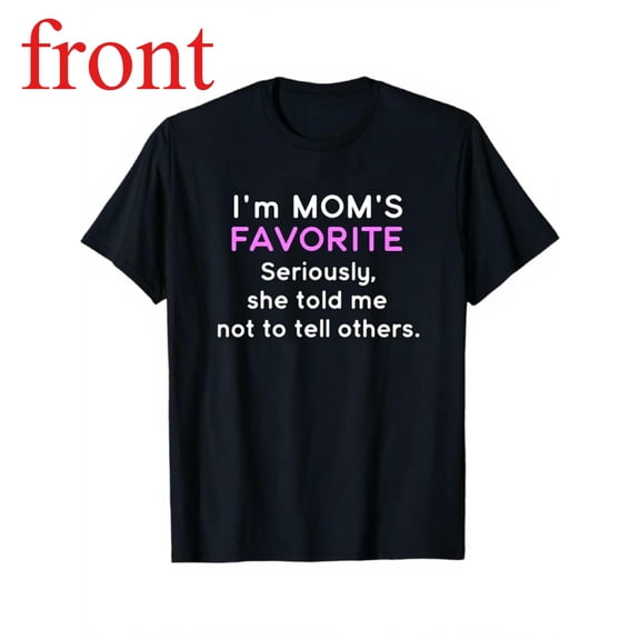 Women's Mom's Favorite Graphic Comfortable T Shirt Casual Breathable Short Sleeve Round Neck Top Black S-5XL