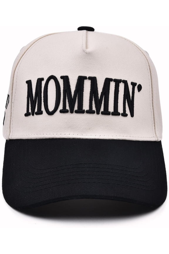 Women’s Mommin Trucker Hat – Vintage Two-Tone Ponytail Baseball Cap, Embroidered Adjustable Hat, Great Gift for Mom & Women