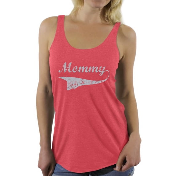 Women's Mommy Vintage Graphic Racerback Tank Tops Gray Gift for Mom