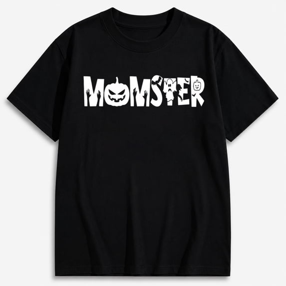 Women's Momster Halloween Pumpkin Ghost Graphic T-Shirt