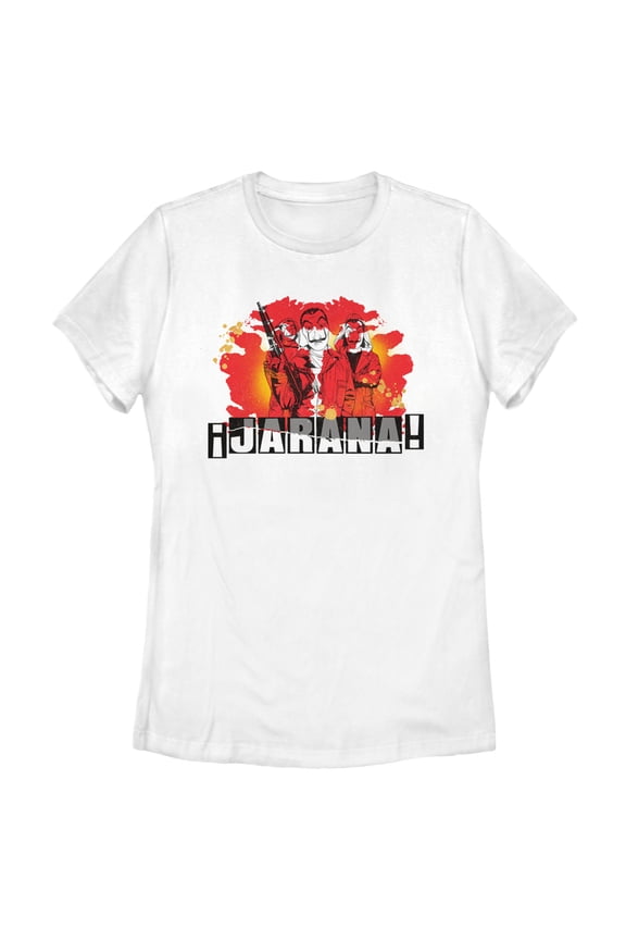 Women's Money Heist Jarana Flame Quote  Graphic Tee White Small