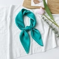 thumbnail image 1 of Women's Monochrome Small Square Scarf, Thin Sunscreen Scarf for Hair Tie Neck Wrap, Summer Temperament Accessory, Lovely Gift(One Size,Cyan), 1 of 3