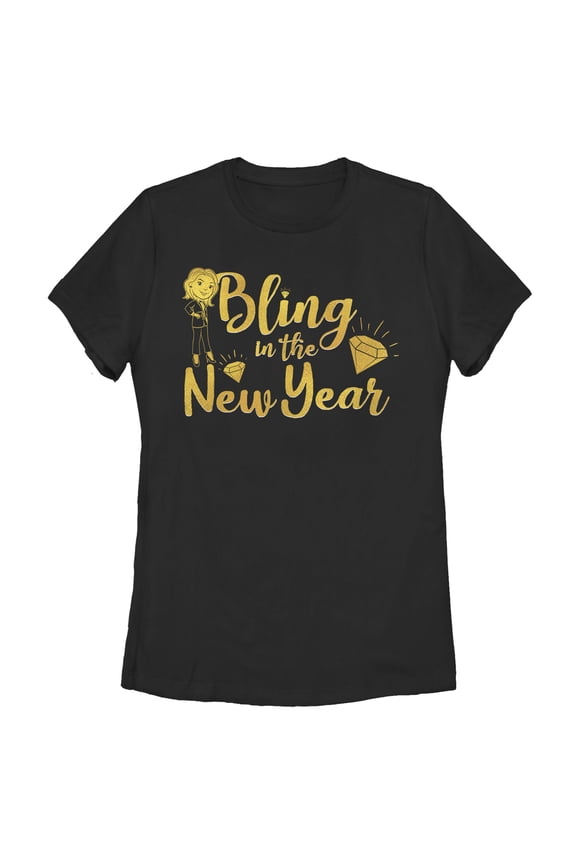 Women's Monopoly Bling in the New Year Graphic Tee Black Small