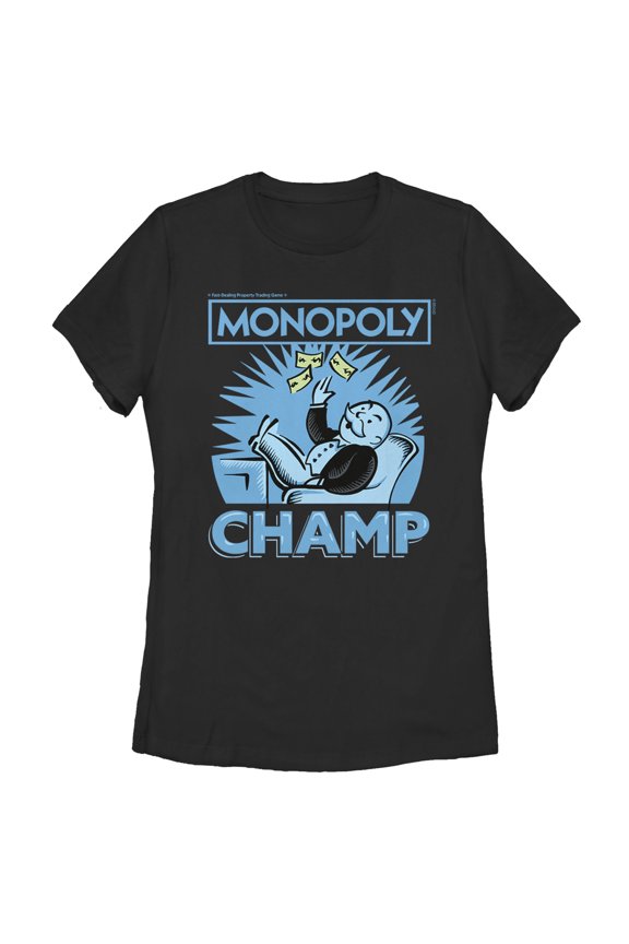 Women's Monopoly Uncle Pennybags Champ Graphic Tee Black Medium
