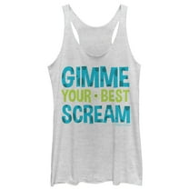 Women's Monsters Inc Gimme Your Best Scream Racerback Tank Top White Heather Medium