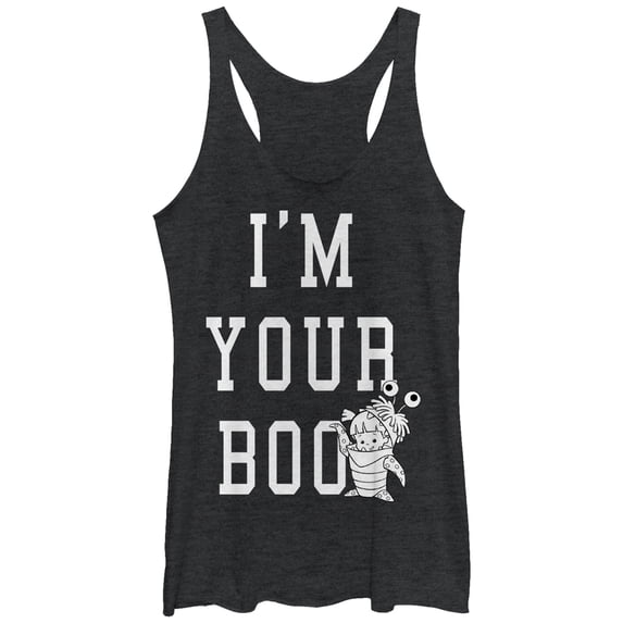 Women's Monsters Inc I'm Your Boo Racerback Tank Top Black Heather Large