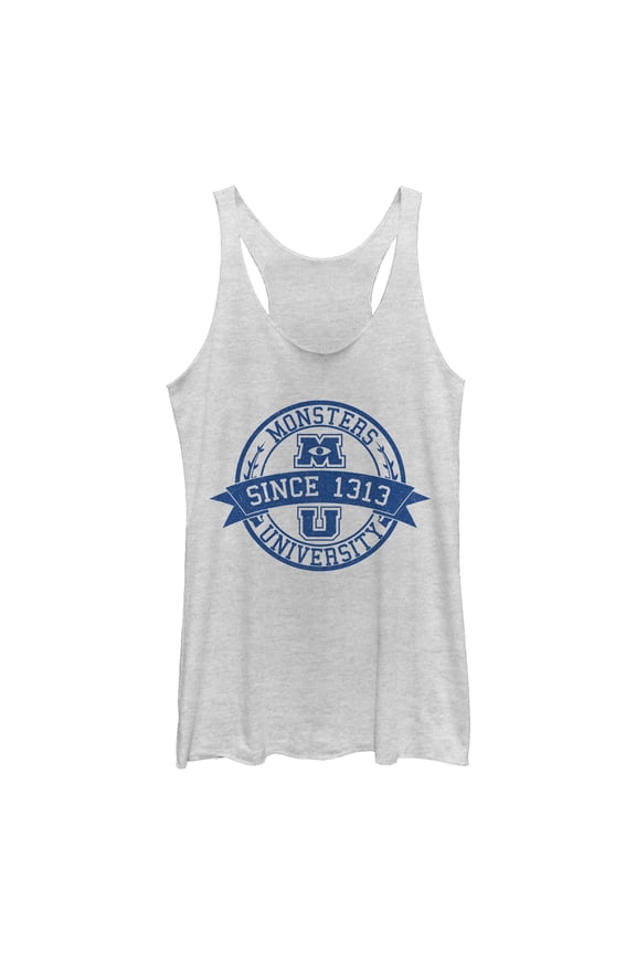 Women's Monsters Inc MU Since 1313 Racerback Tank Top White Heather Small