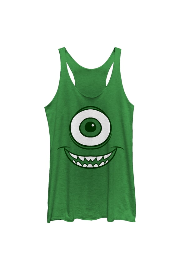 Women's Monsters Inc Mike Wazowski Eye Racerback Tank Top Envy Green Large