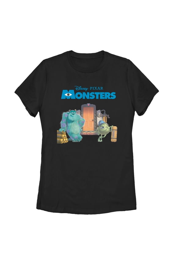 Women's Monsters Inc Mike and Sulley Scream Factory Graphic Tee Black X Large