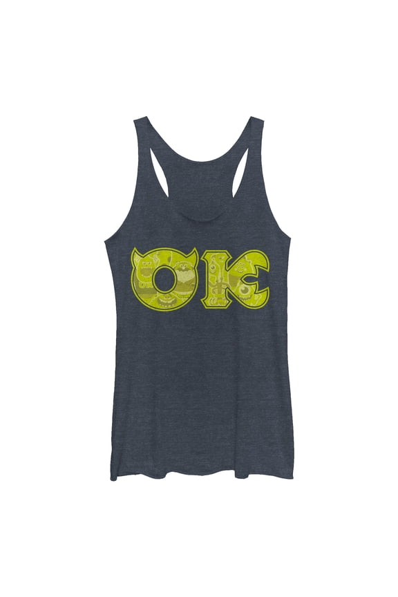 Women's Monsters Inc Oozma Kappa Fraternity  Racerback Tank Top Navy Blue Heather Small