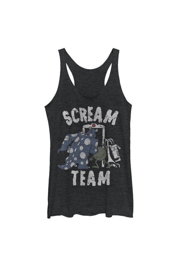 Women's Monsters Inc Scream Team Racerback Tank Top Black Heather Large
