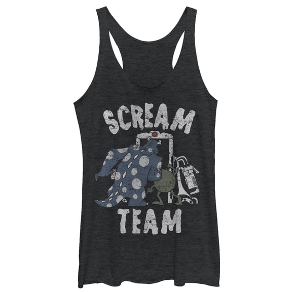 Women's Monsters Inc Scream Team  Racerback Tank Top Black Heather Small
