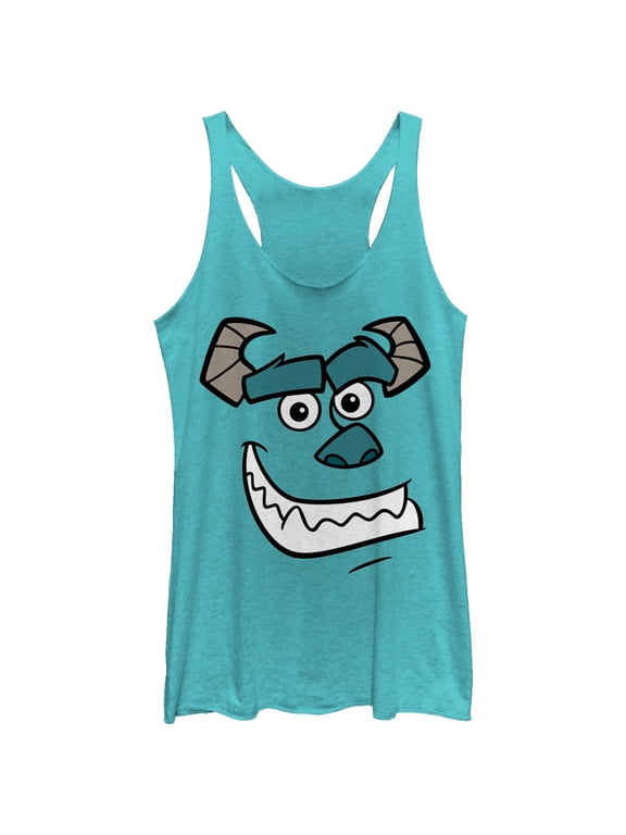 Women's Monsters Inc Sulley Face Racerback Tank Top Tahiti Blue Small