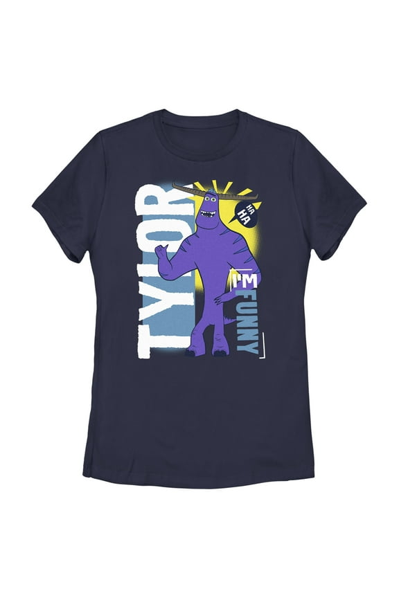 Women's Monsters at Work Funny Guy Tylor Graphic Tee Navy Blue Medium