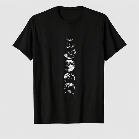 Women's Moon Phase Lunar Graphic T-Shirt, 100% Cotton Short Sleeve Shirt