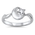 thumbnail image 1 of Women's Moon Star Universe Ring .925 Sterling Silver Band Jewelry Female Male Unisex Size 10, 1 of 4