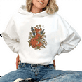 thumbnail image 1 of Women's Moonlit Fox Floral Graphic Comfortable Hoodie Top Casual Breathable Hooded long-sleeved White S-2XL, 1 of 6