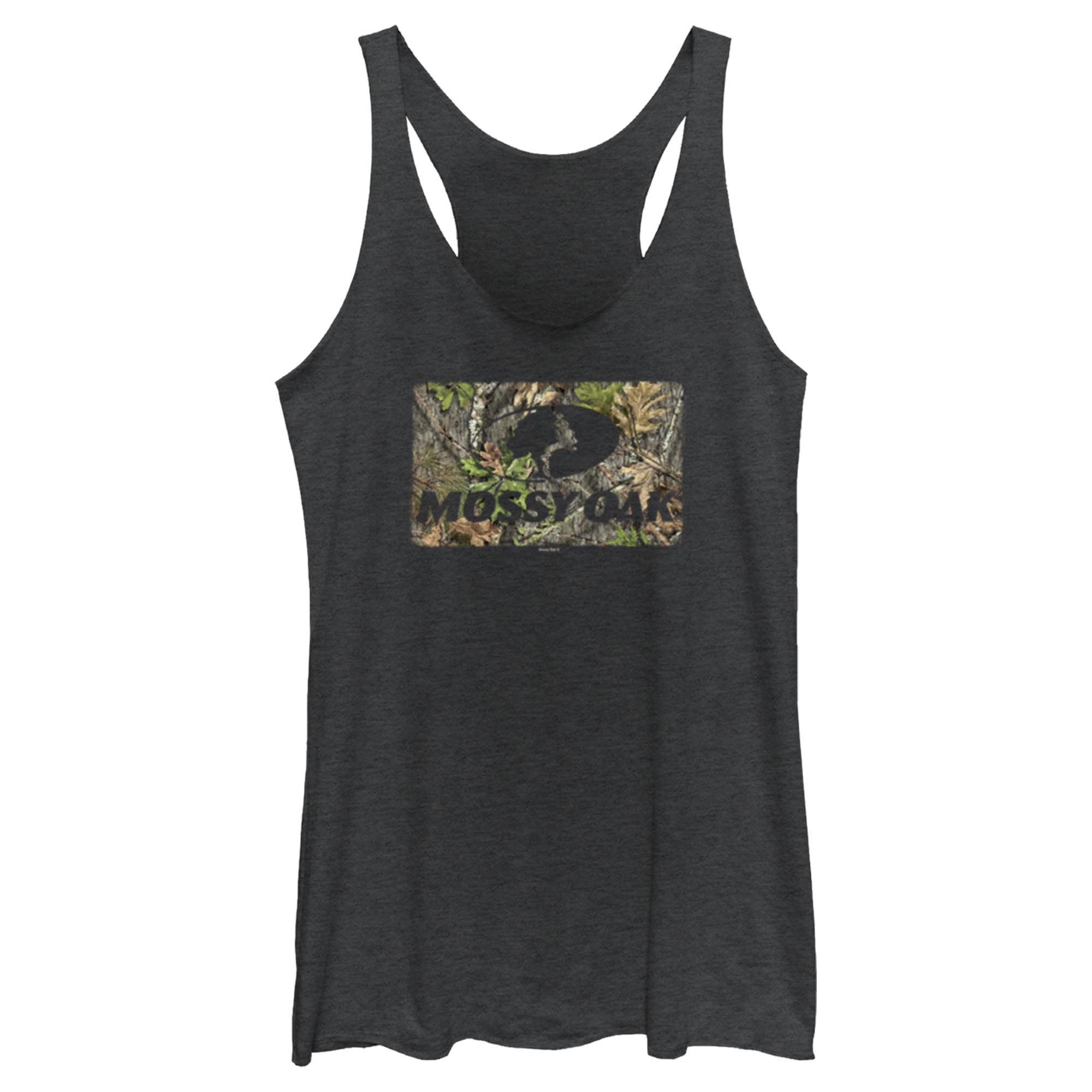 Women's Mossy Oak Black In the Woods Logo Racerback Tank Top Black