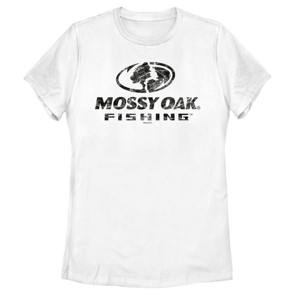 Women's Mossy Oak Black Water Fishing Logo  Graphic Tee White 2X Large