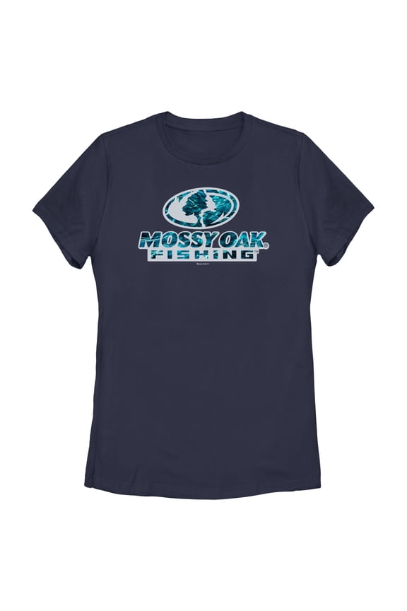 Women's Mossy Oak Blue Water Bold Logo Graphic Tee Navy Blue Medium