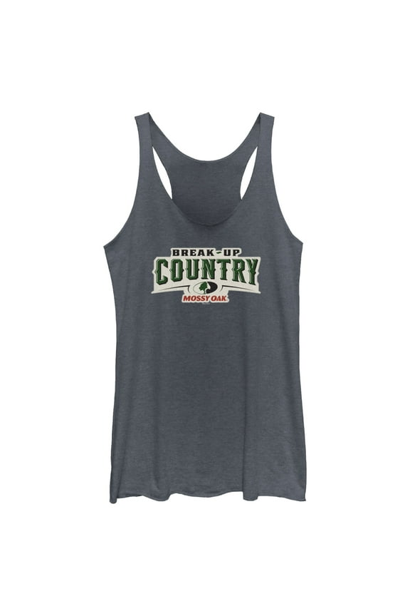 Women's Mossy Oak Break-Up Country Logo  Racerback Tank Top Navy Blue Heather X Small