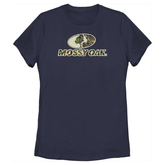 Women's Mossy Oak Classic Camouflage Logo  Graphic Tee Navy Blue Large