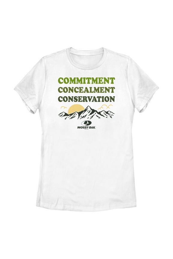 Women's Mossy Oak Commitment Concealment Conservation  Graphic Tee White 2X Large