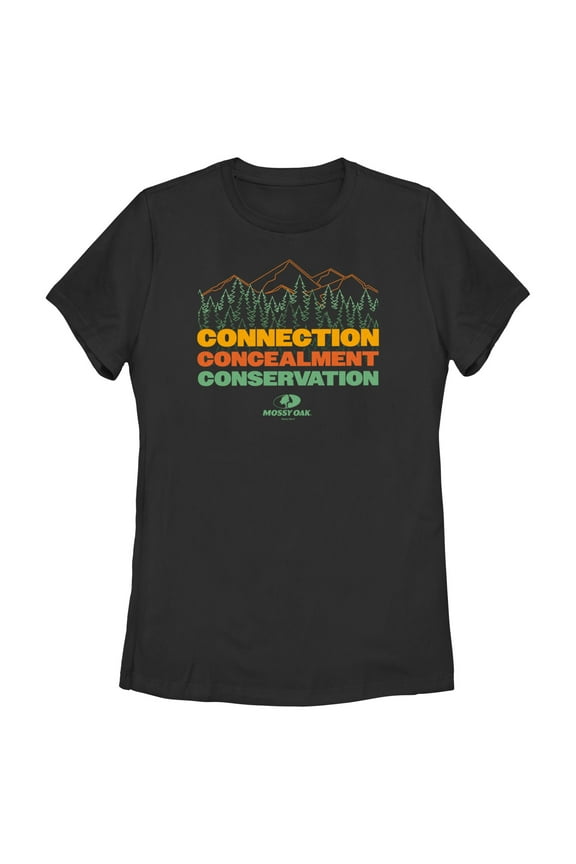 Women's Mossy Oak Connection Concealment Conservation Graphic Tee Black X Large