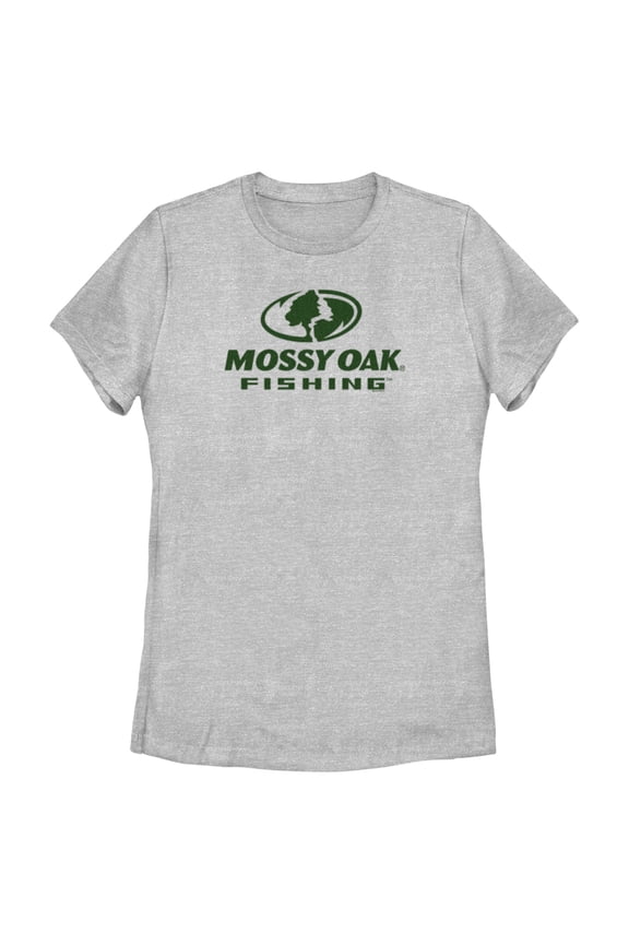 Women's Mossy Oak Fishing Logo Graphic Tee Athletic Heather 2X Large