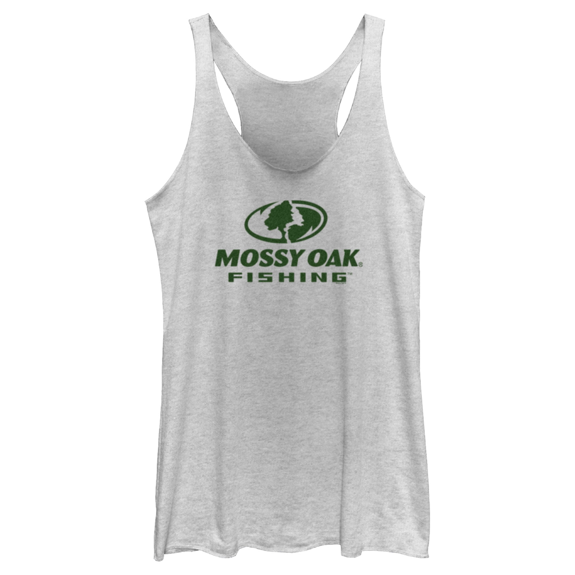 Women's Mossy Oak Fishing Logo Racerback Tank Top White Heather Medium