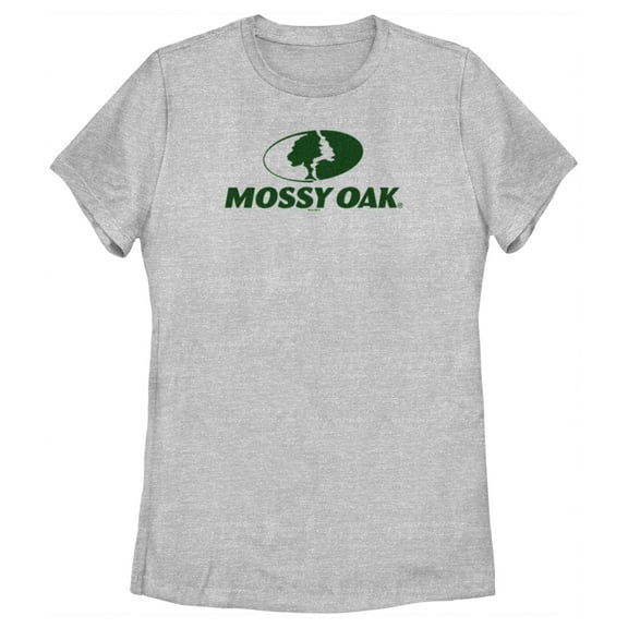 Women's Mossy Oak Forest Green Classic Logo  Graphic Tee Athletic Heather X Large