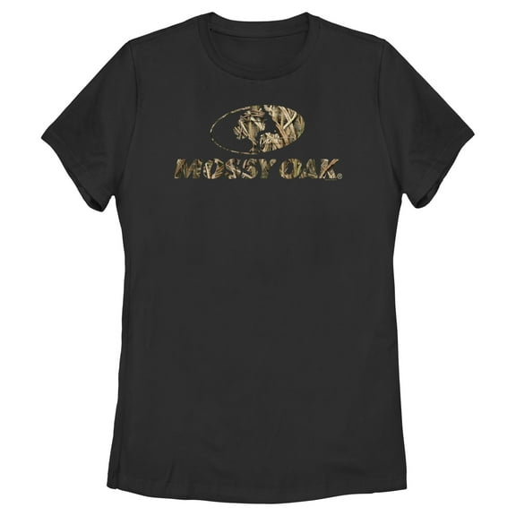 Women's Mossy Oak Grass Blades Filled Logo  Graphic Tee Black 2X Large