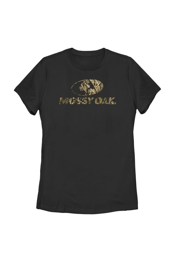 Women's Mossy Oak Grass Blades Filled Logo Graphic Tee Black Small