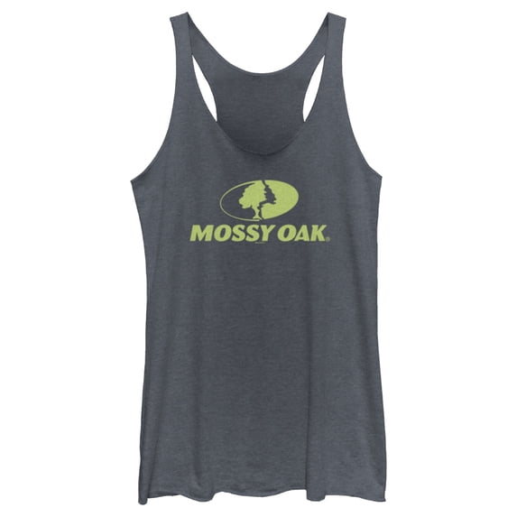 Women's Mossy Oak Green Classic Logo Racerback Tank Top Navy Blue Heather Small
