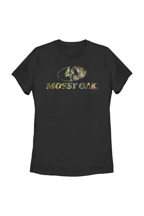 Women's Mossy Oak Natured Filled Logo Graphic Tee Black Medium