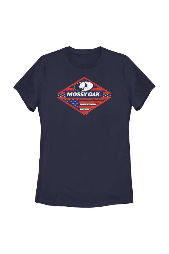 Women's Mossy Oak Patriotic Forest Logo  Graphic Tee Navy Blue Small