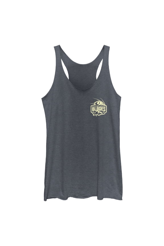 Women's Mossy Oak Small Shadow Grass Blades Logo Racerback Tank Top Navy Blue Heather Large